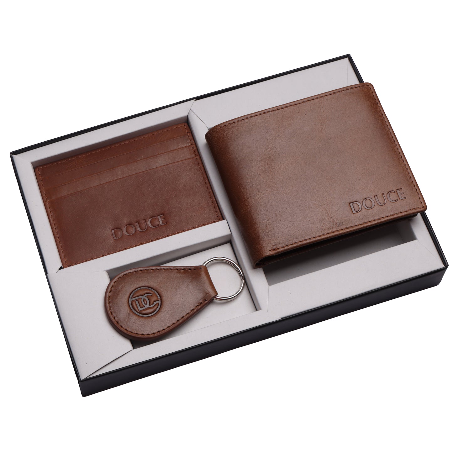 PREMIUM GENUINE LEATHER WALLET COMBO FOR MEN - TAN (CRUNCH)