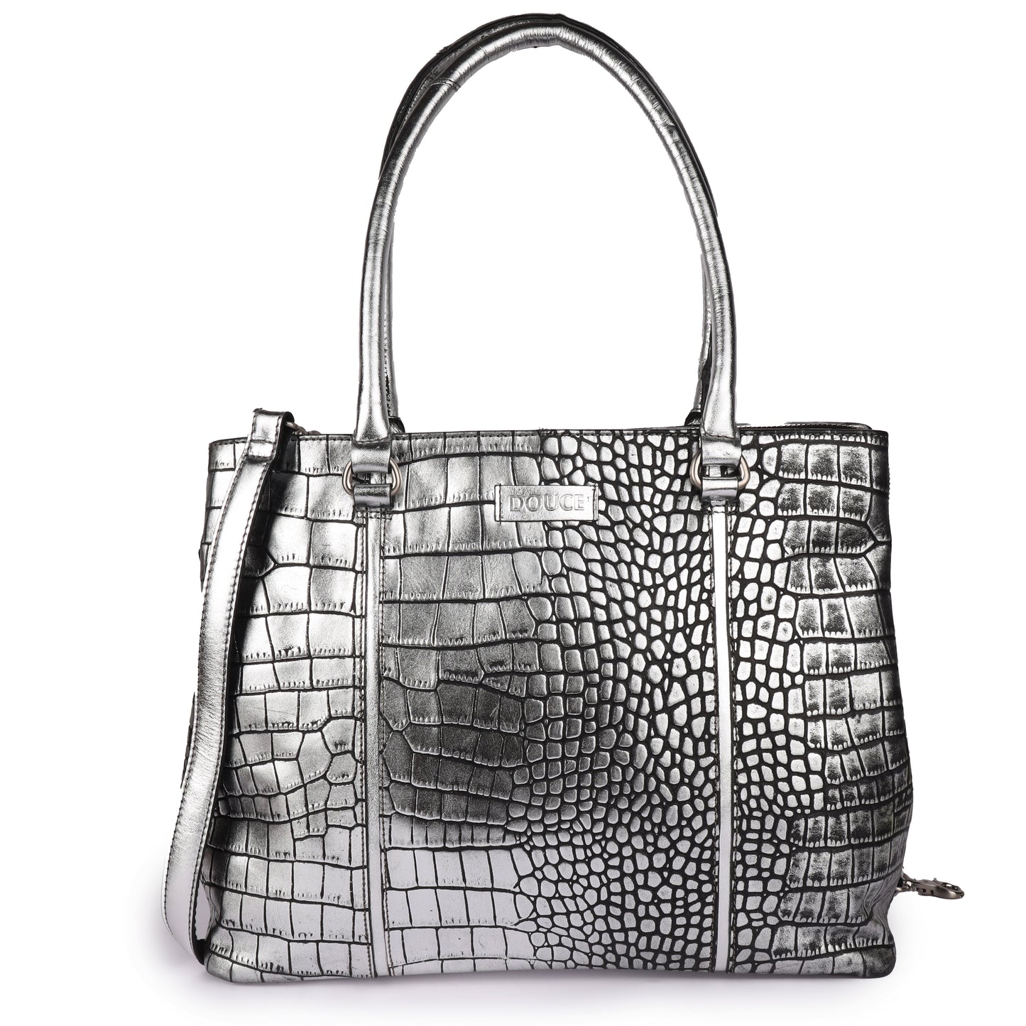 DOUCE LUXURY SILVER FOIL TOTE BAG FOR WOMEN