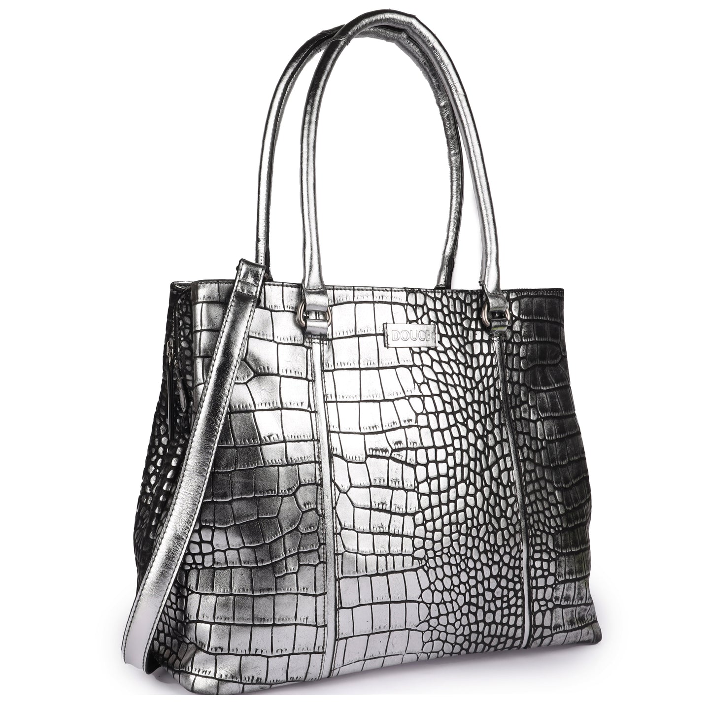 DOUCE LUXURY SILVER FOIL TOTE BAG FOR WOMEN