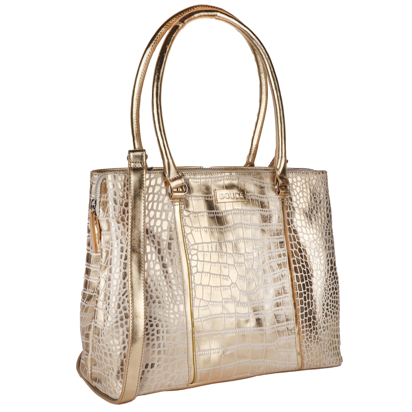 DOUCE LUXURY SILVER FOIL TOTE BAG FOR WOMEN