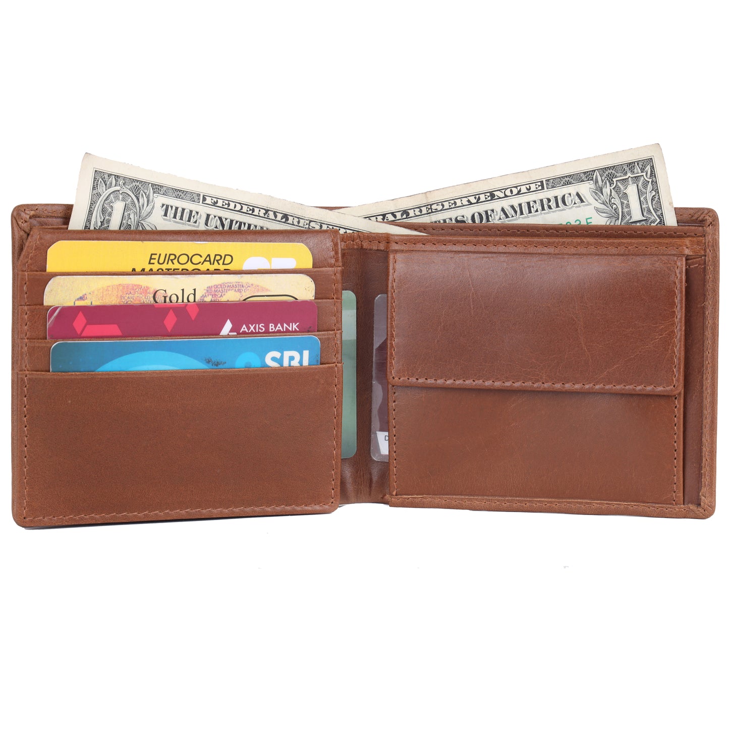 PREMIUM GENUINE LEATHER WALLET COMBO FOR MEN - TAN (CRUNCH)