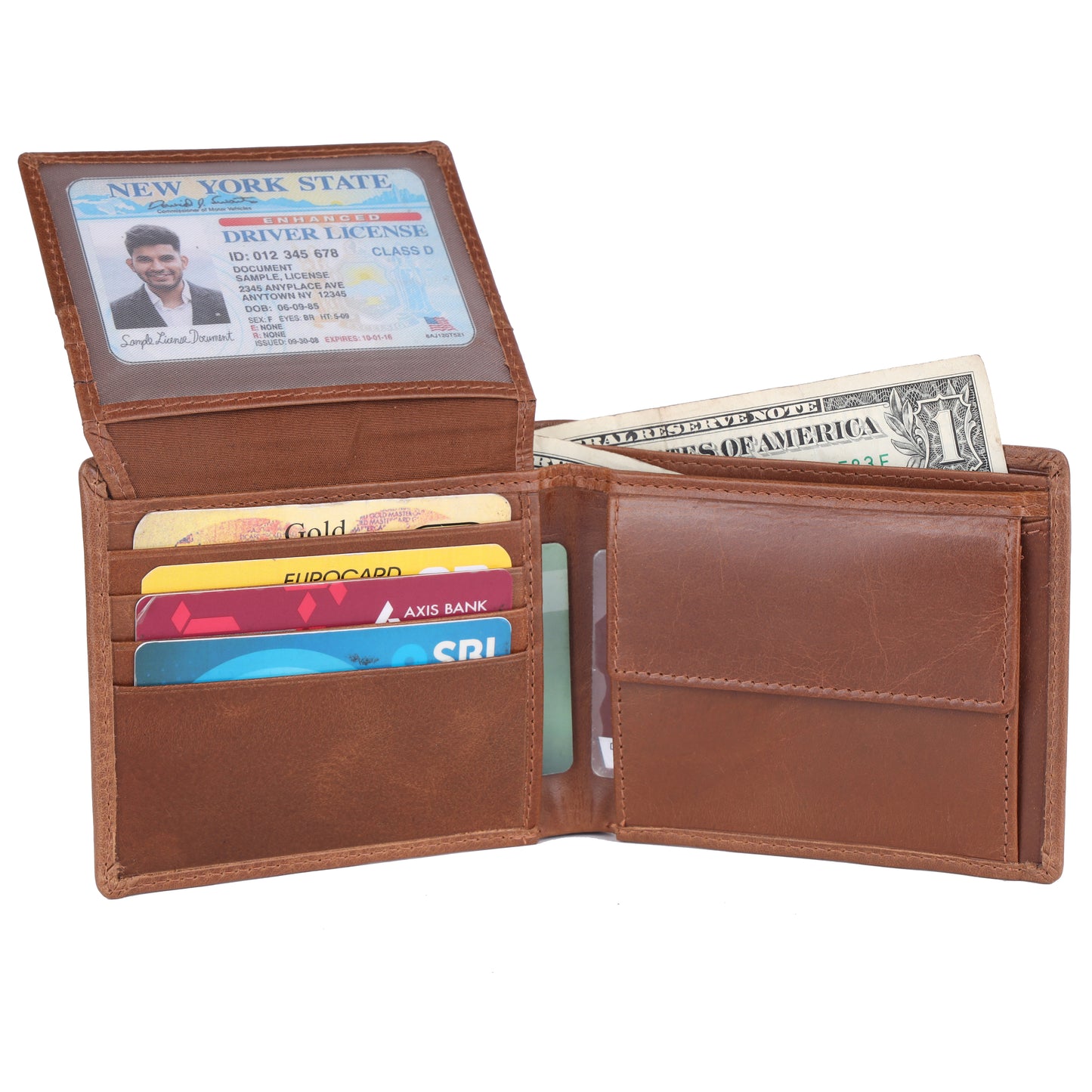 PREMIUM GENUINE LEATHER WALLET COMBO FOR MEN - TAN (CRUNCH)