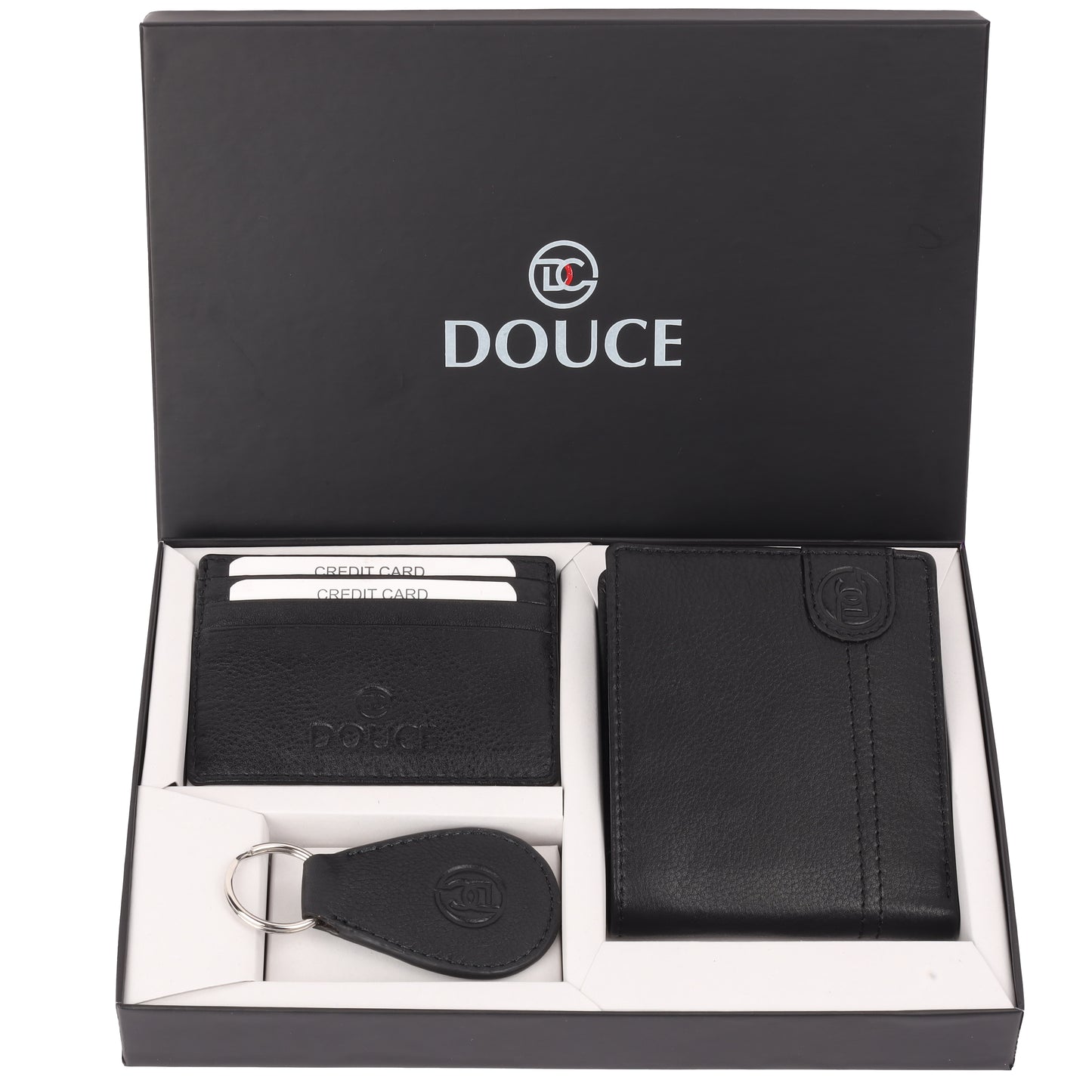 PREMIUM GENUINE LEATHER WALLET COMBO FOR MEN - BLACK