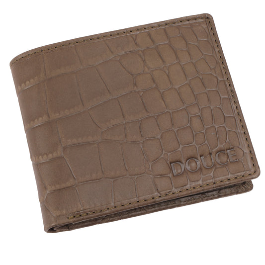 Croco Print Genuine leather wallet For Men-Olive Green