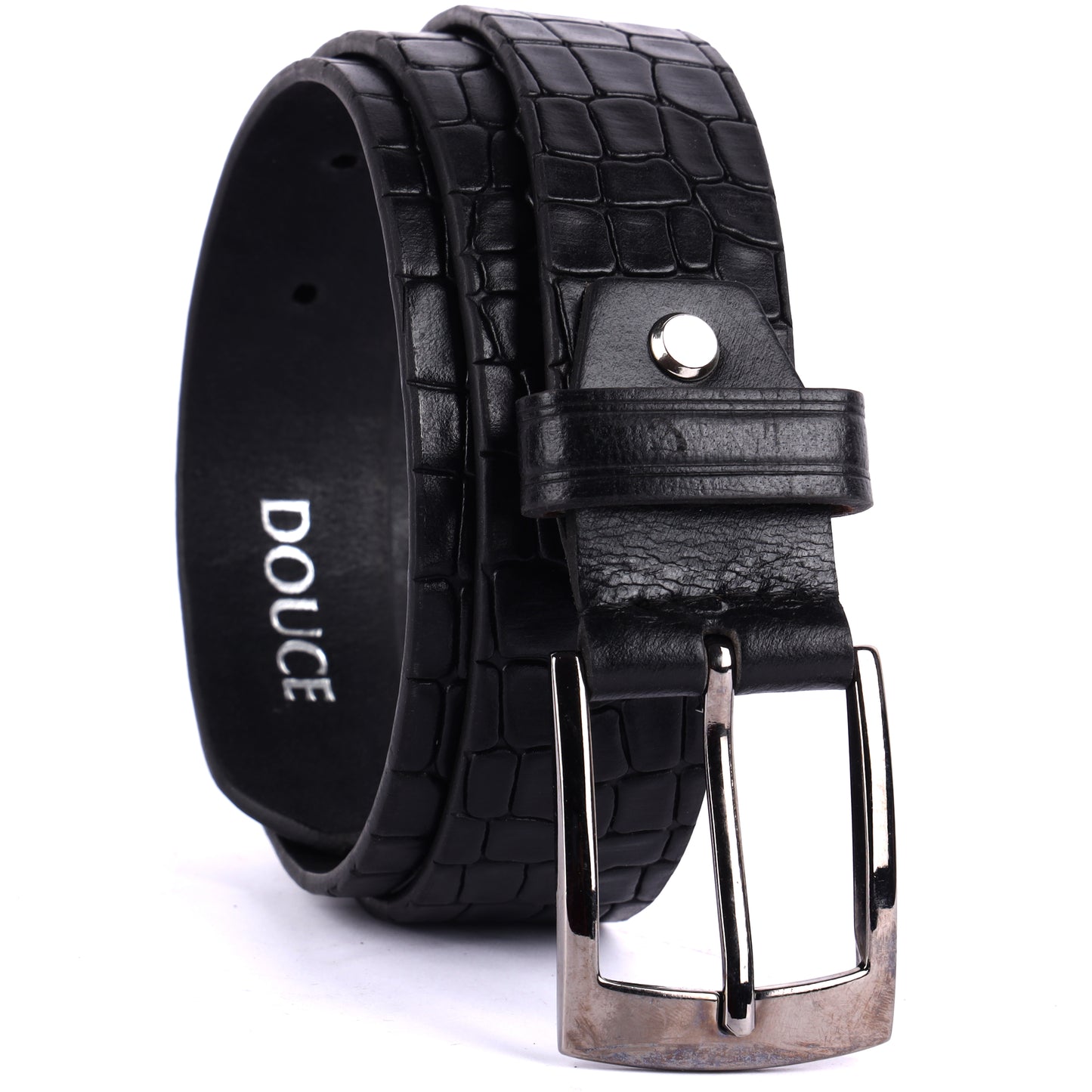 The Best gifts set for Men (Douce Premium Genuine Leather Belt & Wallet Combo) Black with Croco Print